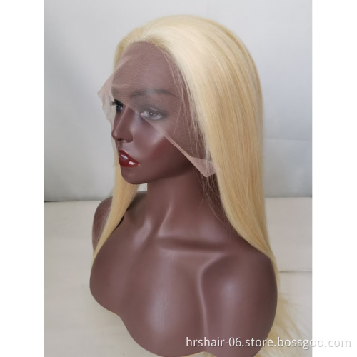 Wholesale 613 middle part lace frontal wig Indian Silk straight 13x4 lace wig  Raw Virgin Cuticle Aligned indian Human Hair wig